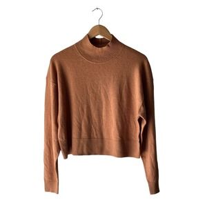 Everlane Size M Luxe Merino & Yak Tawny Brown Cropped Turtleneck Sweater - NWT